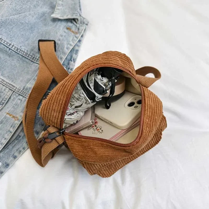 Casual Corduroy Crossbody Bag