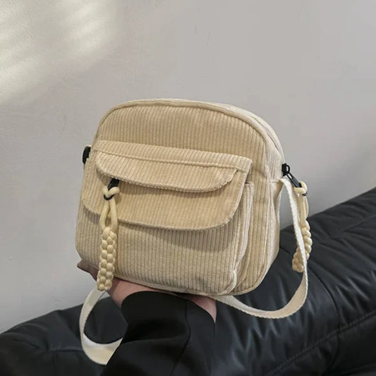 Casual Corduroy Crossbody Bag